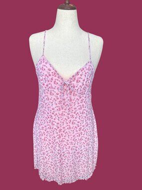 Full Tilt Pink Floral Lace Trim Mini Dress Y2K Coquette Cottagecore